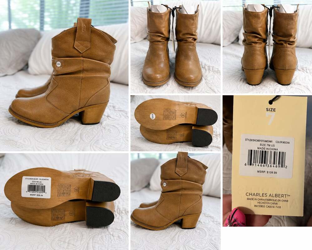 Charles Albert Women's Modern Western Slouchy Ankle Cowboy Boots in Mocha